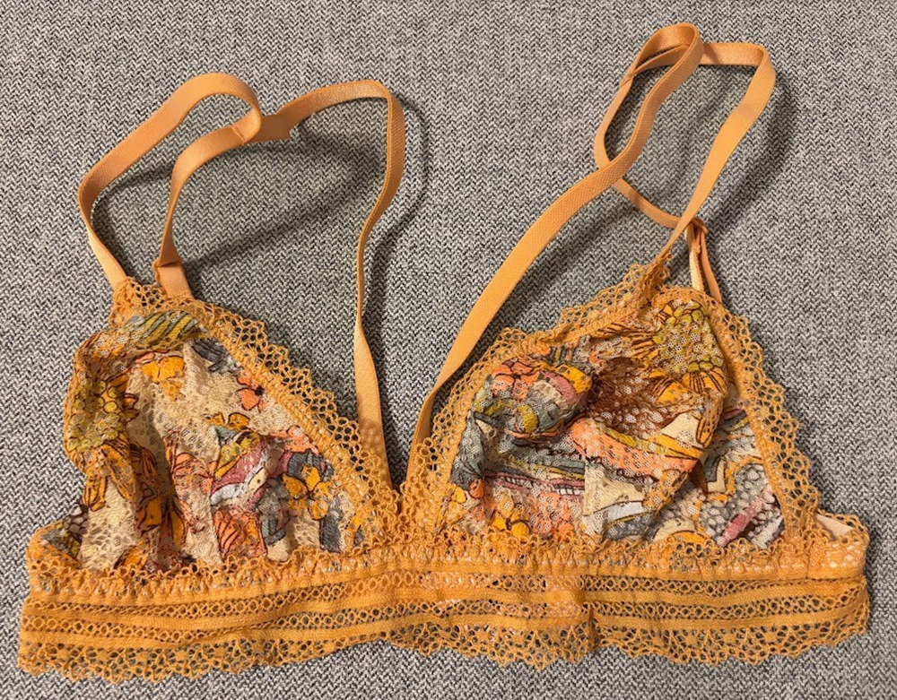 Victoria's Secret Lace Strappy Plunge Bralette Size S Small 70s Floral Retro